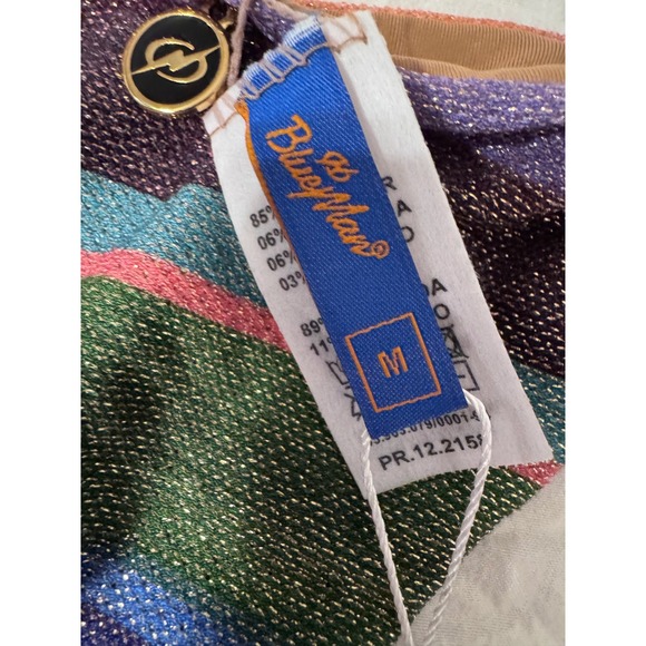 Blue Man Tanga Inside Shine Lunar NWT Bikini Bottom Metallic Stripe M Medium - Picture 3 of 7